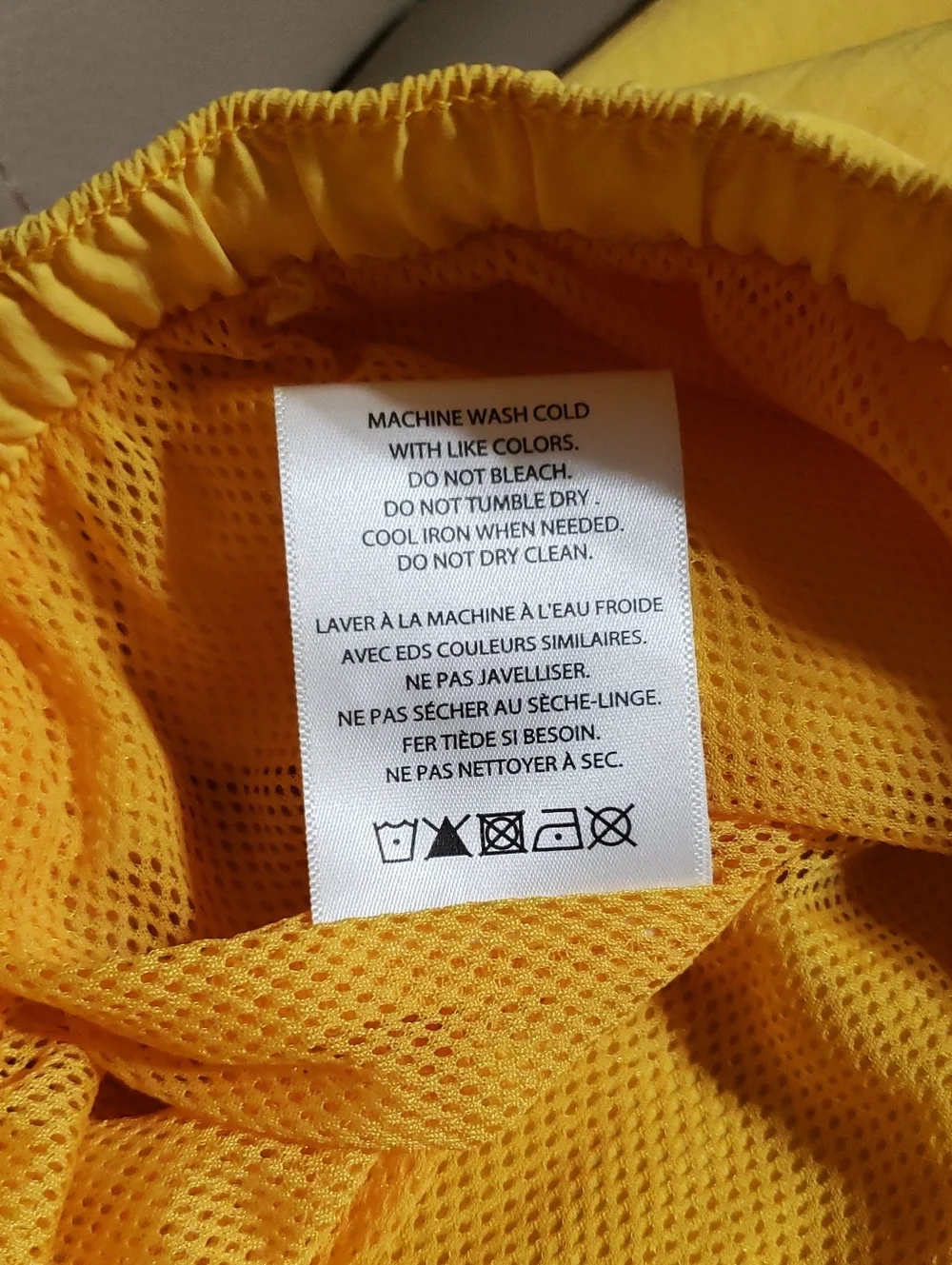 Men's LCKR Vibrant Yellow Drawstring Swim Trunks With Mesh Liner. Size: Medium